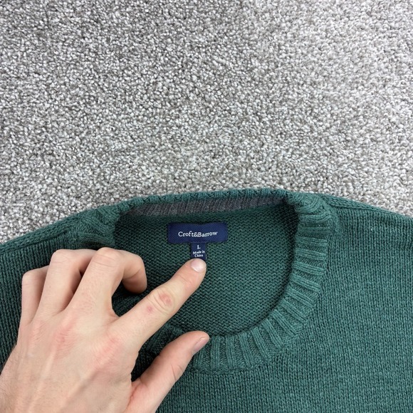 Croft & Barrow Sweater Lot of 2 Mens Large Crewneck Sweaters Red Green Cotton - Picture 3 of 5